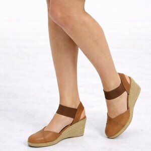 Mr Cat Brazil Leather Espadrille Wedges Brown Size 6.5
